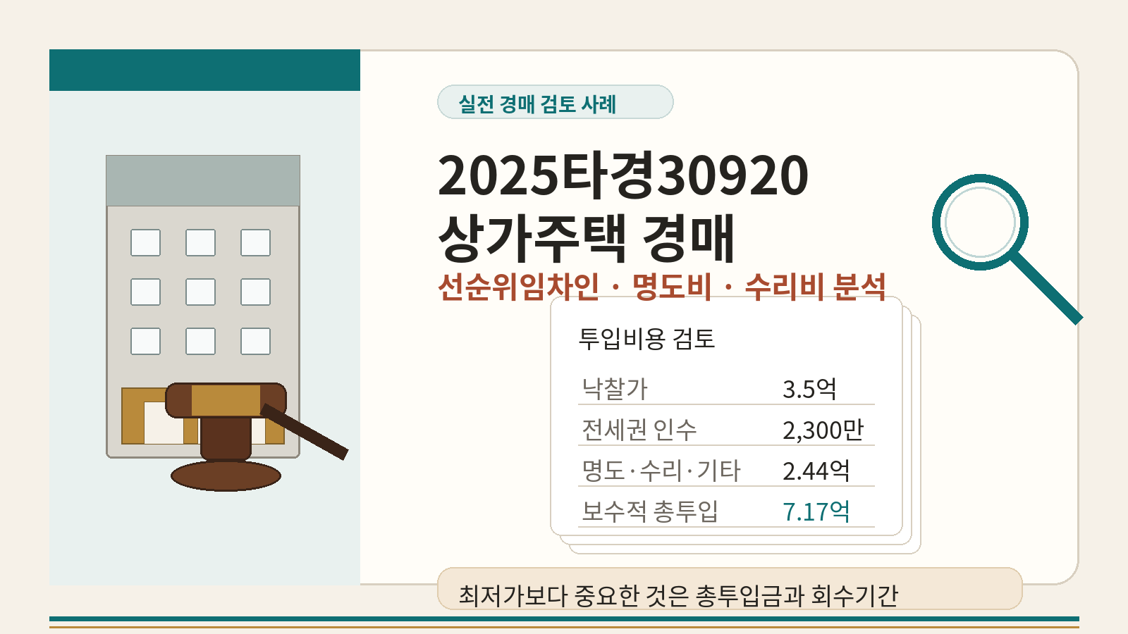 상가주택 경매 사례 선순위 권리와 명도비용 계산